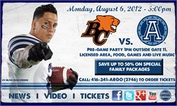 Toronto Argonauts vs. B.C. Lions